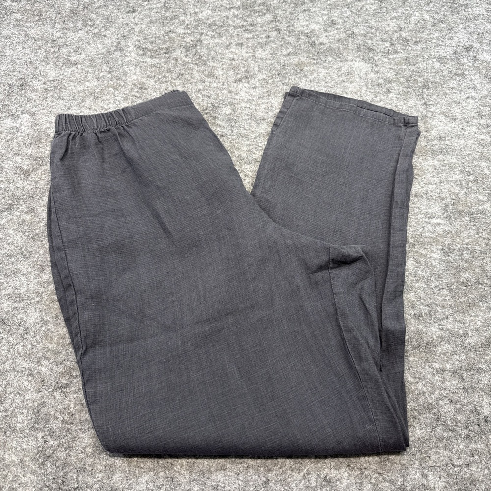NEW Flax linen ankle pants women's S 6-10 gray beach cottagecore coastal resort